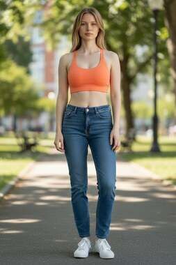 Fabletics Orange Medium Support Strappy Back Sports Bra